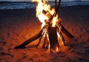 Family Beach Bonfire